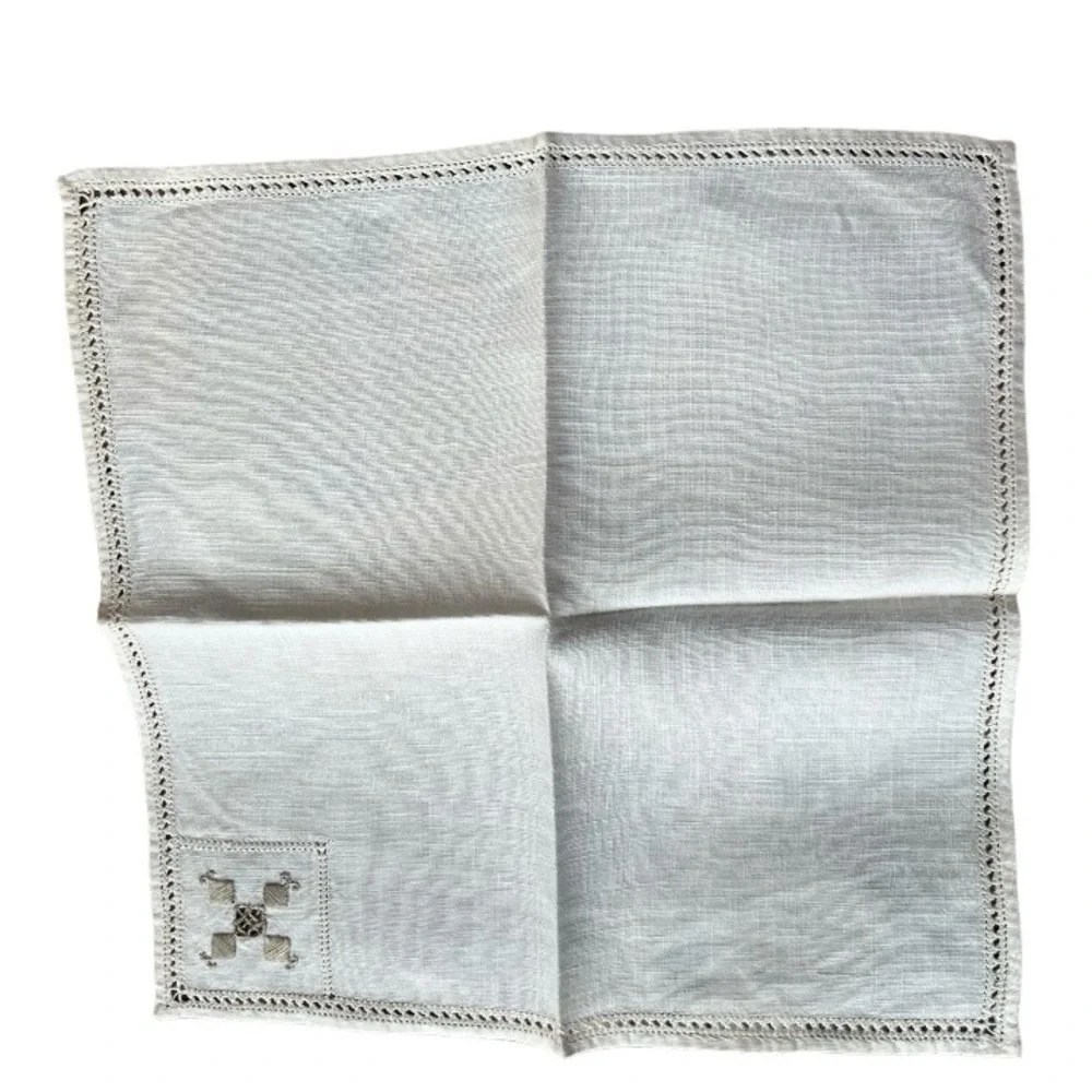 Vintage Linen Tea Napkins Set of 4 | Hand Stitched | Classic Table Linens